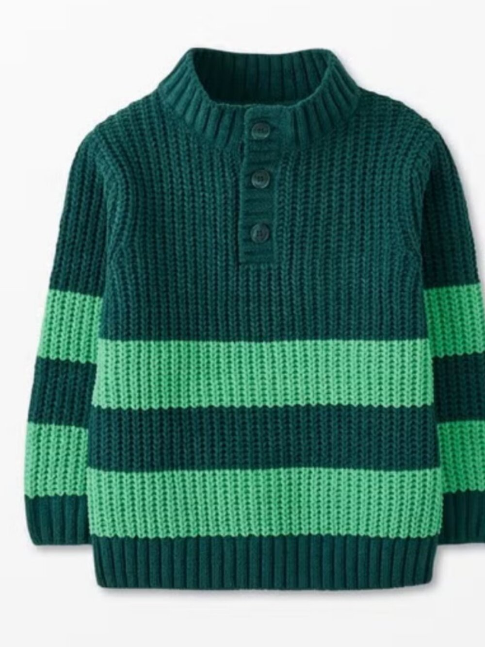 Hanna Andersson Green Striped Chunky Knit Chenille Button Up Sweater 150 US 12